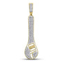 Men's Diamond Charm Pendant |  10kt Yellow Gold Mens Round Diamond Wrench Charm Pendant 1/3 Cttw |  Splendid Jewellery