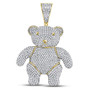 Men's Diamond Charm Pendant |  10kt Yellow Gold Mens Round Diamond Teddy Bear Charm Pendant 3-1/5 Cttw |  Splendid Jewellery