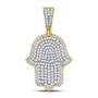 Men's Diamond Charm Pendant |  10kt Yellow Gold Mens Round Diamond Hamsa Charm Pendant 1-1/4 Cttw |  Splendid Jewellery