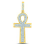 Men's Diamond Charm Pendant |  10kt Yellow Gold Mens Round Diamond Ankh Cross Charm Pendant 1/3 Cttw |  Splendid Jewellery