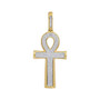 Men's Diamond Charm Pendant |  10kt Yellow Gold Mens Round Diamond Ankh Cross Charm Pendant 1/3 Cttw |  Splendid Jewellery