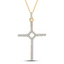 Diamond Cross Pendant |  10kt Yellow Gold Womens Round Diamond Cross Pendant 1/6 Cttw |  Splendid Jewellery