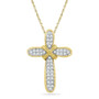 Diamond Cross Pendant |  10kt Yellow Gold Womens Round Diamond Cross Pendant 1/6 Cttw |  Splendid Jewellery