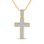 Diamond Cross Pendant |  10kt Yellow Gold Womens Round Diamond Cross Pendant 1/6 Cttw |  Splendid Jewellery