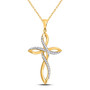 Diamond Cross Pendant |  10kt Yellow Gold Womens Round Diamond Cross Pendant 1/10 Cttw |  Splendid Jewellery