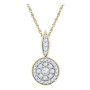 Diamond Cluster Pendant |  10kt Yellow Gold Womens Round Diamond Cluster Pendant 1/3 Cttw |  Splendid Jewellery