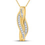 Diamond Fashion Pendant |  10kt Yellow Gold Womens Round Diamond Vertical Woven Strand Pendant 1/20 Cttw |  Splendid Jewellery