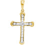 Diamond Cross Pendant |  10kt Yellow Gold Womens Round Diamond Cross Pendant 1/5 Cttw |  Splendid Jewellery