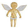 Men's Diamond Charm Pendant |  10kt Yellow Gold Mens Round Diamond Angel Wings Cherub Charm Pendant 1/2 Cttw |  Splendid Jewellery