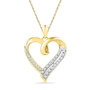 Diamond Heart & Love Symbol Pendant |  10kt Yellow Gold Womens Round Diamond Heart Outline Pendant 1/10 Cttw |  Splendid Jewellery