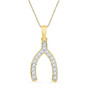 Diamond Horseshoe & Lucky Pendant |  10k Yellow Gold Womens Round Diamond Lucky Wishbone Fortune Pendant 1/6 Cttw |  Splendid Jewellery