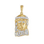 Men's Diamond Charm Pendant |  10kt Yellow Gold Mens Round Diamond Jesus Charm Pendant 1/2 Cttw |  Splendid Jewellery