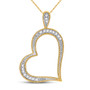 Diamond Heart & Love Symbol Pendant |  10kt Yellow Gold Womens Round Diamond Outline Heart Pendant 1/20 Cttw |  Splendid Jewellery