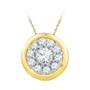 Diamond Cluster Pendant |  10kt Yellow Gold Womens Round Diamond Cluster Pendant 1/4 Cttw |  Splendid Jewellery