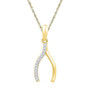 Diamond Horseshoe & Lucky Pendant |  10k Yellow Gold Diamond Womens Wishbone Lucky Prosperity Charm Pendant 1/20 Cttw |  Splendid Jewellery