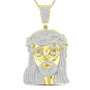 Men's Diamond Charm Pendant |  10kt Yellow Gold Mens Round Diamond Jesus Charm Pendant 1-7/8 Cttw |  Splendid Jewellery