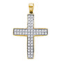 Diamond Cross Pendant |  10kt Yellow Gold Womens Round Diamond Cross Pendant 1/2 Cttw |  Splendid Jewellery