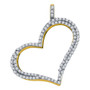 Diamond Heart & Love Symbol Pendant |  10kt Yellow Gold Womens Round Diamond Outline Heart Pendant 1/3 Cttw |  Splendid Jewellery