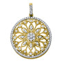 Diamond Circle Pendant |  10kt Yellow Gold Womens Round Diamond Antique-style Circle Pendant 1/2 Cttw |  Splendid Jewellery