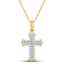 Diamond Cross Pendant |  10kt Yellow Gold Womens Round Diamond Cross Pendant 1/12 Cttw |  Splendid Jewellery