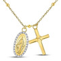 Diamond Pendant Necklace |  Sterling Silver Womens Round Diamond Rosary Cross Necklace 1/10 Cttw |  Splendid Jewellery