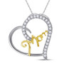 Diamond For Mom Pendant |  Sterling Silver Two-tone Womens Round Diamond Mom Heart Pendant 1/10 Cttw |  Splendid Jewellery