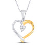 Diamond Heart & Love Symbol Pendant |  Two-tone Sterling Silver Womens Round Diamond Heart Cluster Pendant 1/20 Cttw |  Splendid Jewellery