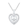 Diamond Heart & Love Symbol Pendant |  Sterling Silver Womens Round Diamond Heart Moving Twinkle Pendant 1/10 Cttw |  Splendid Jewellery