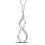 Diamond Heart & Love Symbol Pendant |  Sterling Silver Womens Round Diamond Vertical Infinity Pendant 1/20 Cttw |  Splendid Jewellery