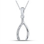 Diamond Horseshoe & Lucky Pendant |  Sterling Silver Womens Round Diamond Lucky Wishbone Pendant 1/20 Cttw |  Splendid Jewellery