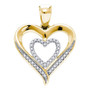 Diamond Heart & Love Symbol Pendant |  Yellow-tone Sterling Silver Womens Round Diamond Heart Pendant 1/10 Cttw |  Splendid Jewellery