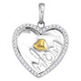 Diamond For Mom Pendant |  Sterling Silver Womens Round Diamond I Love Mom Heart Pendant 1/6 Cttw |  Splendid Jewellery
