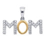 Diamond For Mom Pendant |  Sterling Silver White Diamond Mother Mom 2-tone Charm Pendant 1/10 Cttw |  Splendid Jewellery