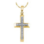 Diamond Cross Pendant |  Yellow-tone Sterling Silver Womens Round Diamond Cross Pendant 1/20 Cttw |  Splendid Jewellery