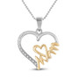 Diamond For Mom Pendant |  Sterling Silver Womens Round Diamond Yellow-tone Mom Heart Pendant 1/20 Cttw |  Splendid Jewellery