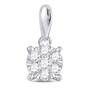 Diamond Cluster Pendant |  14kt White Gold Womens Round Diamond Flower Cluster Pendant 1/5 Cttw |  Splendid Jewellery