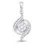 Diamond Cluster Pendant |  14kt White Gold Womens Round Diamond Flower Cluster Pendant 1/5 Cttw |  Splendid Jewellery