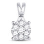 Diamond Cluster Pendant |  14kt White Gold Womens Round Diamond Flower Cluster Pendant 1/3 Cttw |  Splendid Jewellery