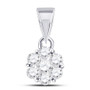 Diamond Cluster Pendant |  14kt White Gold Womens Round Diamond Flower Cluster Pendant 1/3 Cttw |  Splendid Jewellery