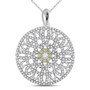Diamond Circle Pendant |  14kt White Gold Womens Round Diamond Mandala Circle Pendant 1 Cttw |  Splendid Jewellery