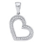 Diamond Heart & Love Symbol Pendant |  14kt White Gold Womens Round Diamond Heart Pendant 1/10 Cttw |  Splendid Jewellery