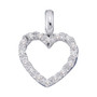 Diamond Heart & Love Symbol Pendant |  14kt White Gold Womens Round Diamond Heart Pendant 1/10 Cttw |  Splendid Jewellery