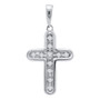 Diamond Cross Pendant |  10kt White Gold Womens Round Diamond Cross Pendant 1/10 Cttw |  Splendid Jewellery