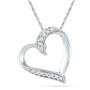 Diamond Heart & Love Symbol Pendant |  10kt White Gold Womens Round Diamond Heart Pendant 1/20 Cttw |  Splendid Jewellery