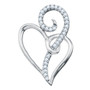 Diamond Heart & Love Symbol Pendant |  10kt White Gold Womens Round Diamond Heart Pendant 1/10 Cttw |  Splendid Jewellery