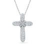 Diamond Cross Pendant |  10kt White Gold Womens Round Diamond Cross Pendant 1/6 Cttw |  Splendid Jewellery