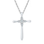 Diamond Cross Pendant |  10kt White Gold Womens Round Diamond Cross Religious Pendant 1/20 Cttw |  Splendid Jewellery