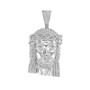 Men's Diamond Charm Pendant |  10kt White Gold Mens Round Diamond Jesus Face Charm Pendant 1-5/8 Cttw |  Splendid Jewellery