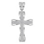 Men's Diamond Charm Pendant |  10kt White Gold Mens Round Diamond Flared Roman Cross Charm Pendant 1-1/2 Cttw |  Splendid Jewellery