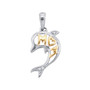 Diamond Animal & Bug Pendant |  10kt White Gold Womens Round Diamond Mom Dolphin Pendant .02 Cttw |  Splendid Jewellery